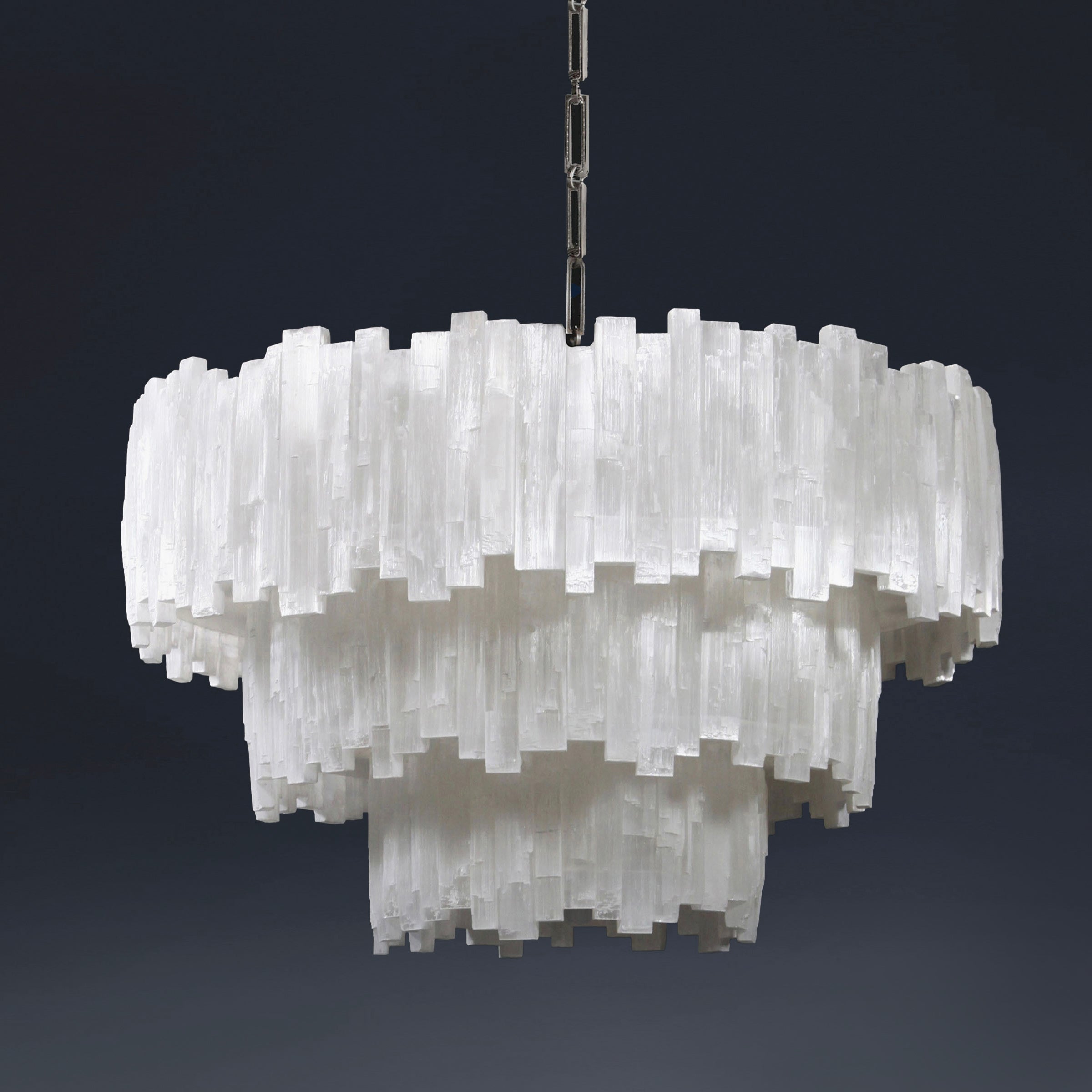 3 Tier Rectangular Selenite Chandelier
