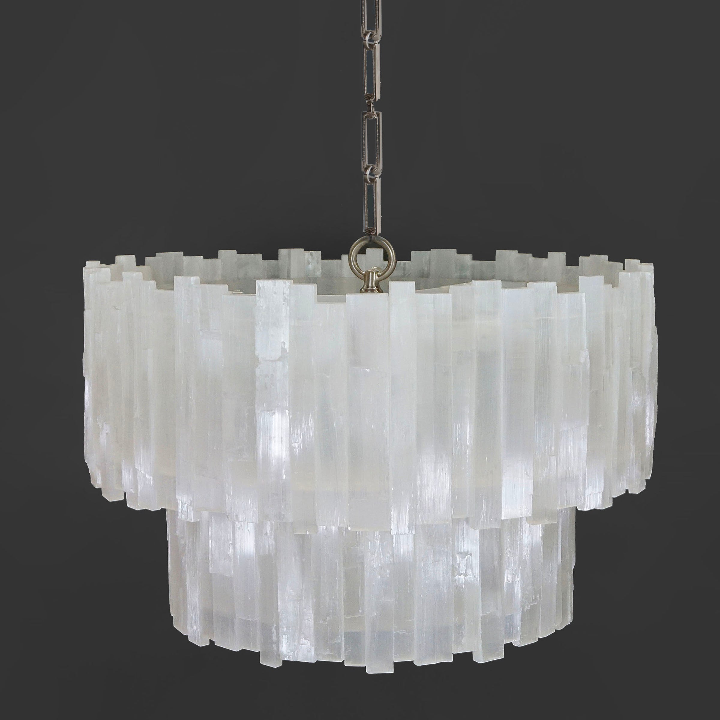 2 Tier Round Selenite Chandelier