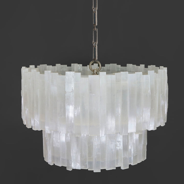 2 Tier Round Selenite Chandelier