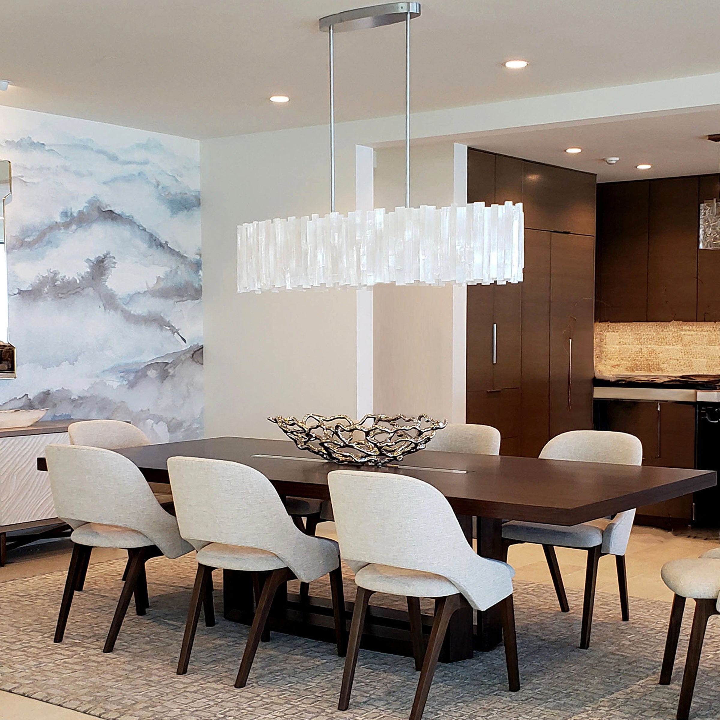 Elliptical Oval Selenite Chandelier