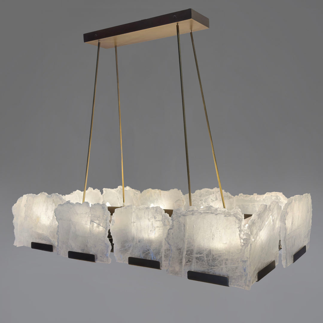 Rectangle Halo Selenite Chandelier