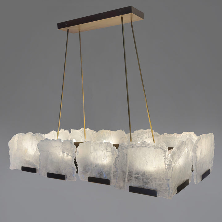 Rectangle Halo Selenite Chandelier
