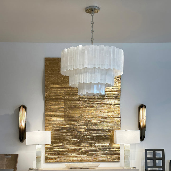 3 Tier Rectangular Selenite Chandelier