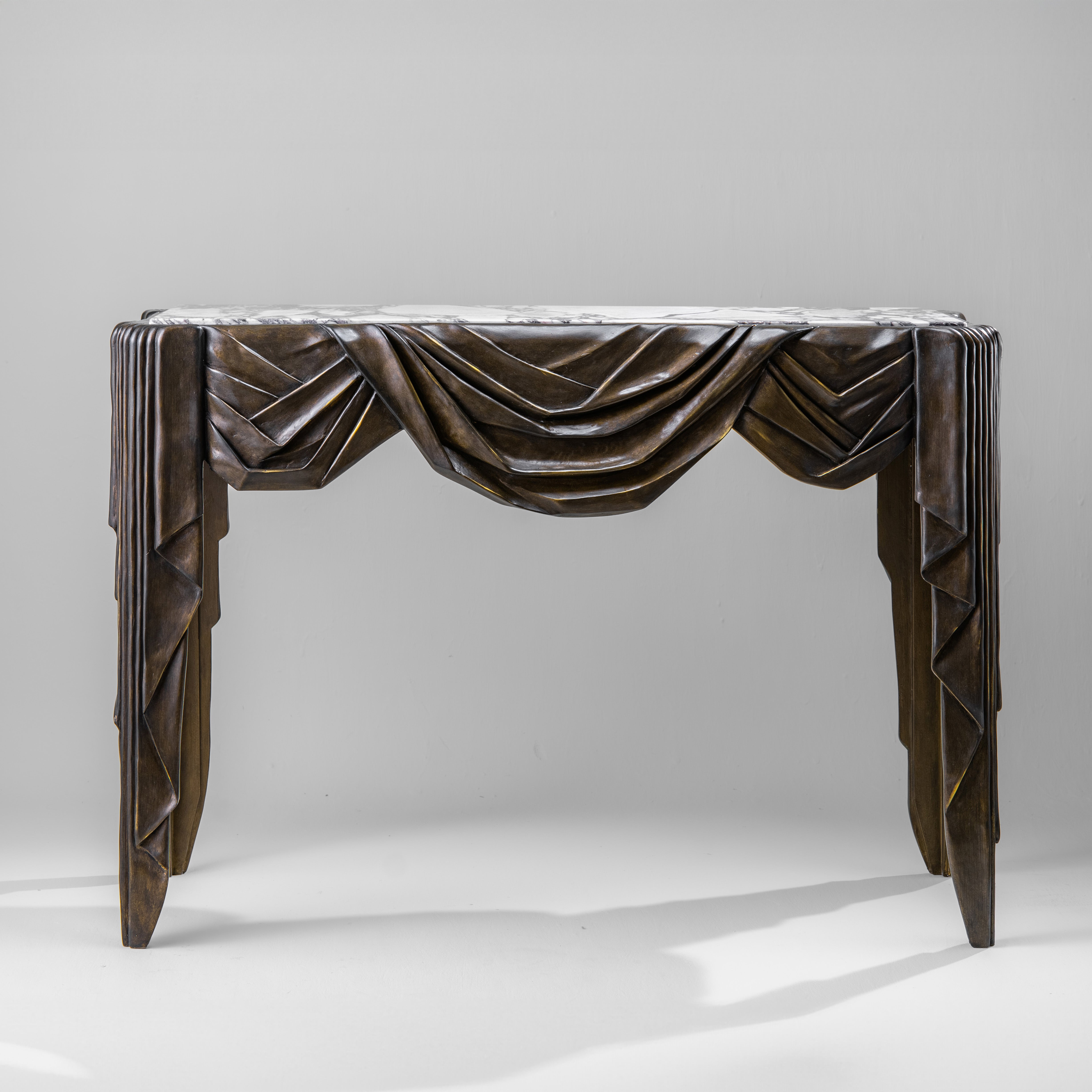 Teatro Console - Gilted New Bronze with Marone marble