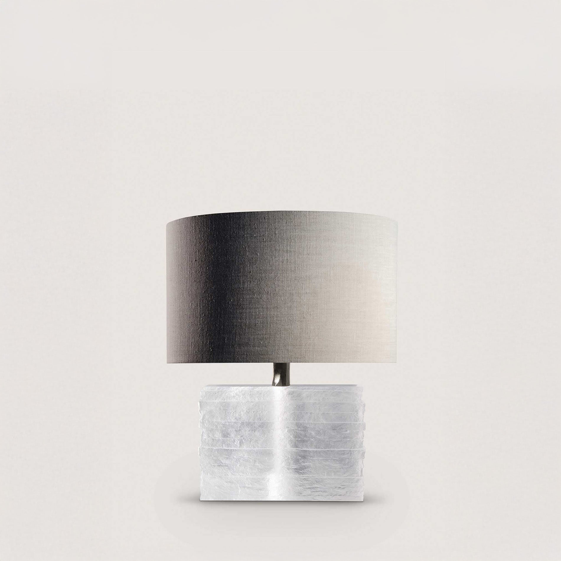 Crystal Strata Lamp - Clear - Nickel Collar