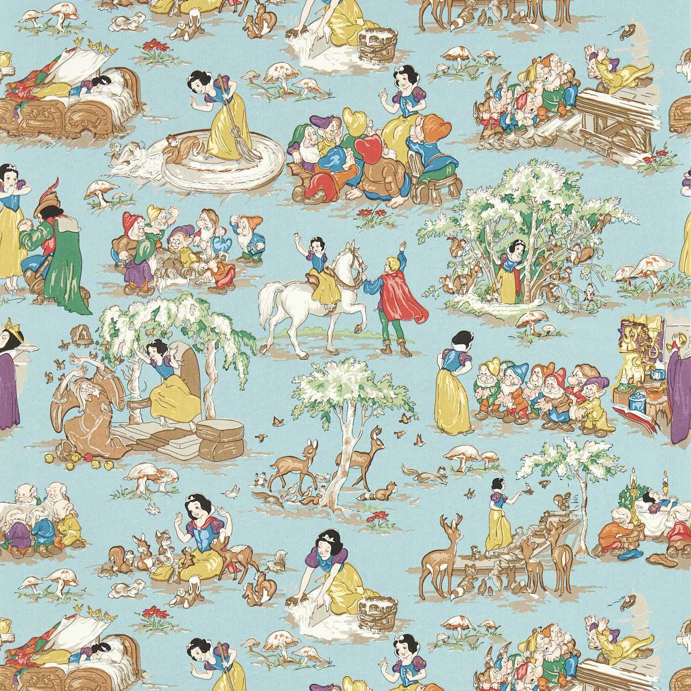 Snow White Wallcovering - Puddle blue