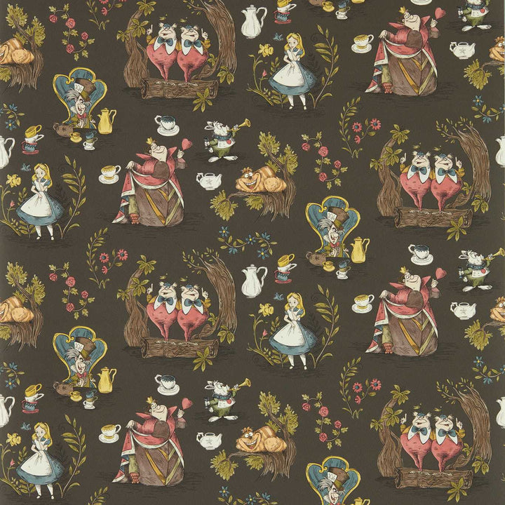 Alice in Wonderland Wallcovering - Chocolate