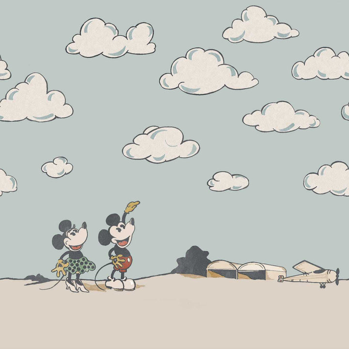 Mickey In the Clouds Wallcovering - Sea Salt