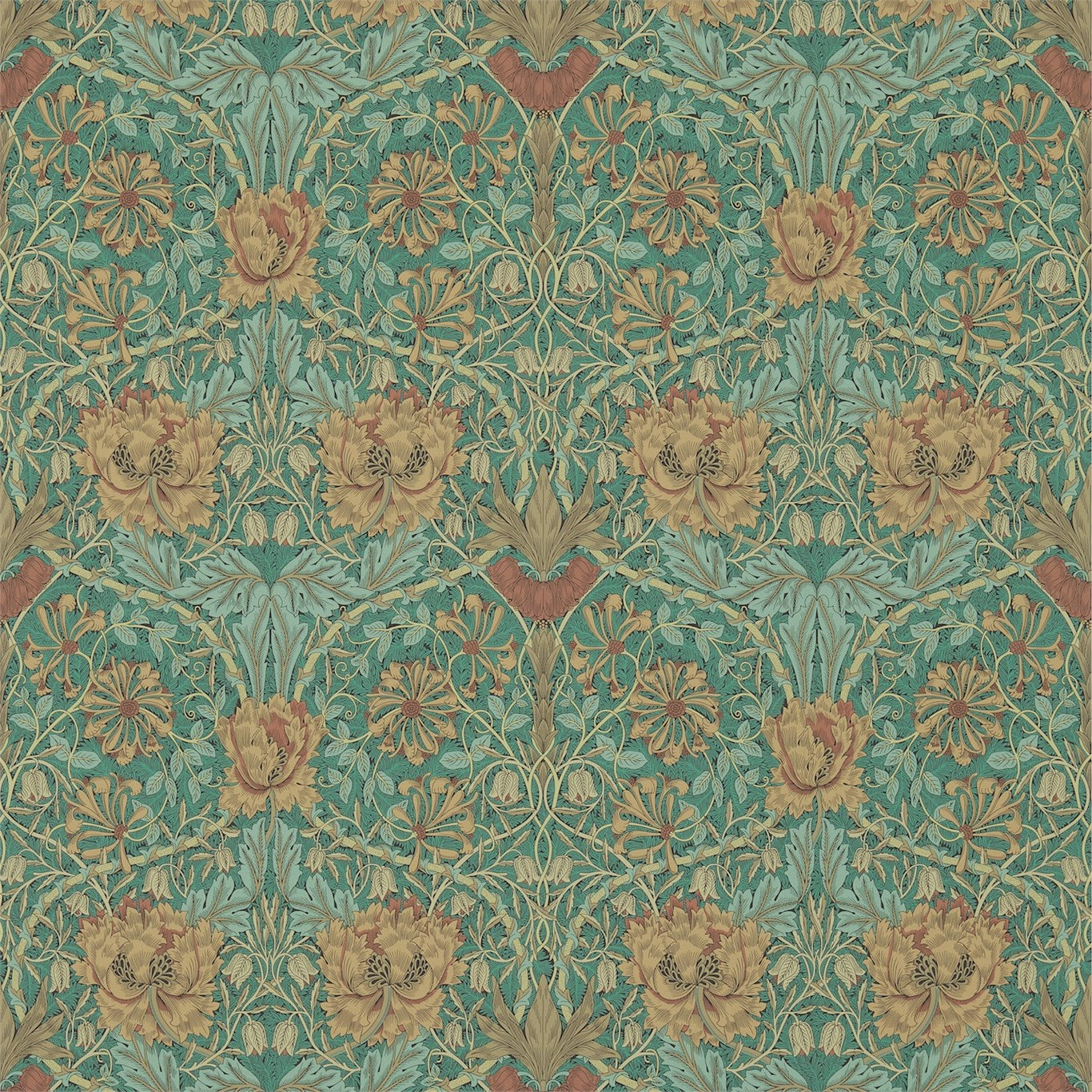 Honeysuckle & Tulip - Emerald / Russet