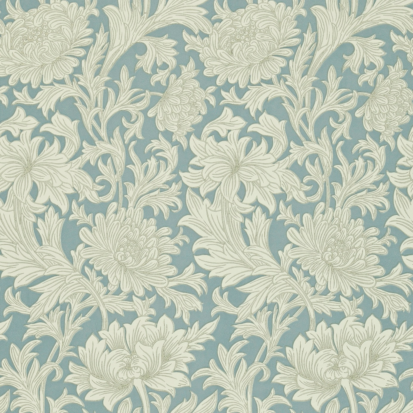 Chrysanthemum Toile - China Blue / Cream