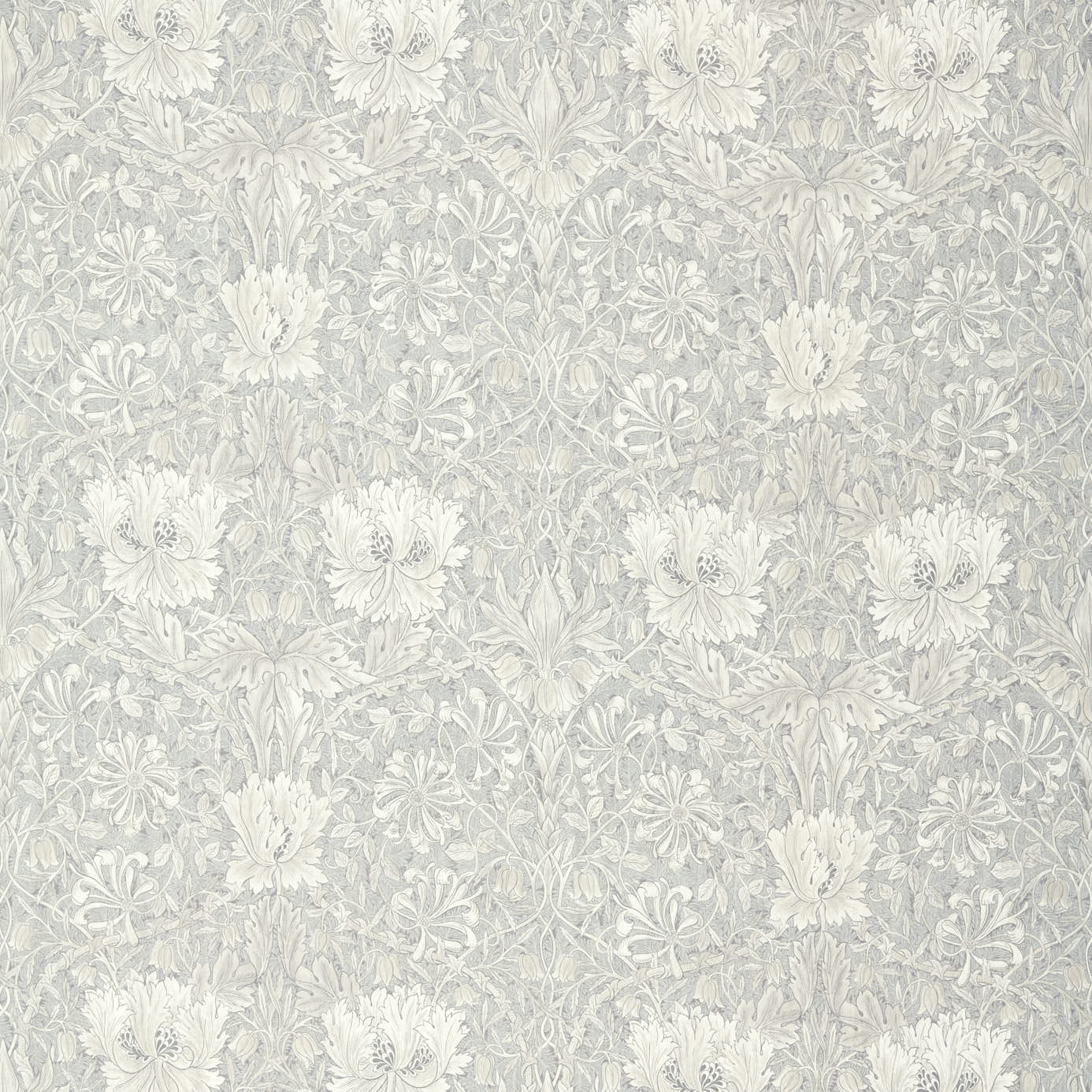 Pure Honeysuckle & Tulip Print - Light Grey Blue