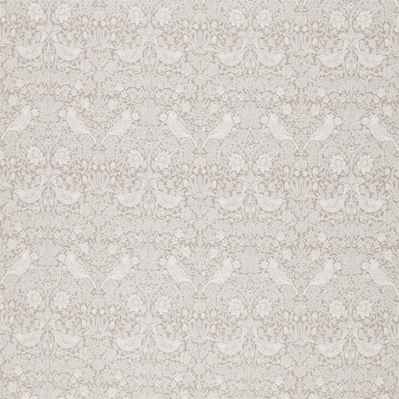 Pure Strawberry Thief Embroidery - Flax