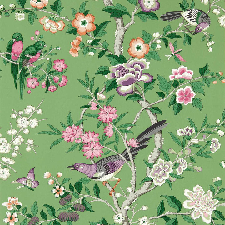 Chinoiserie Hall - Chinese Green / Lotus Pink