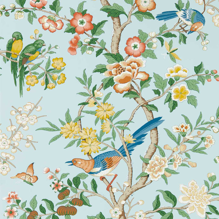 Chinoiserie Hall - Dawn Blue / Persimmon