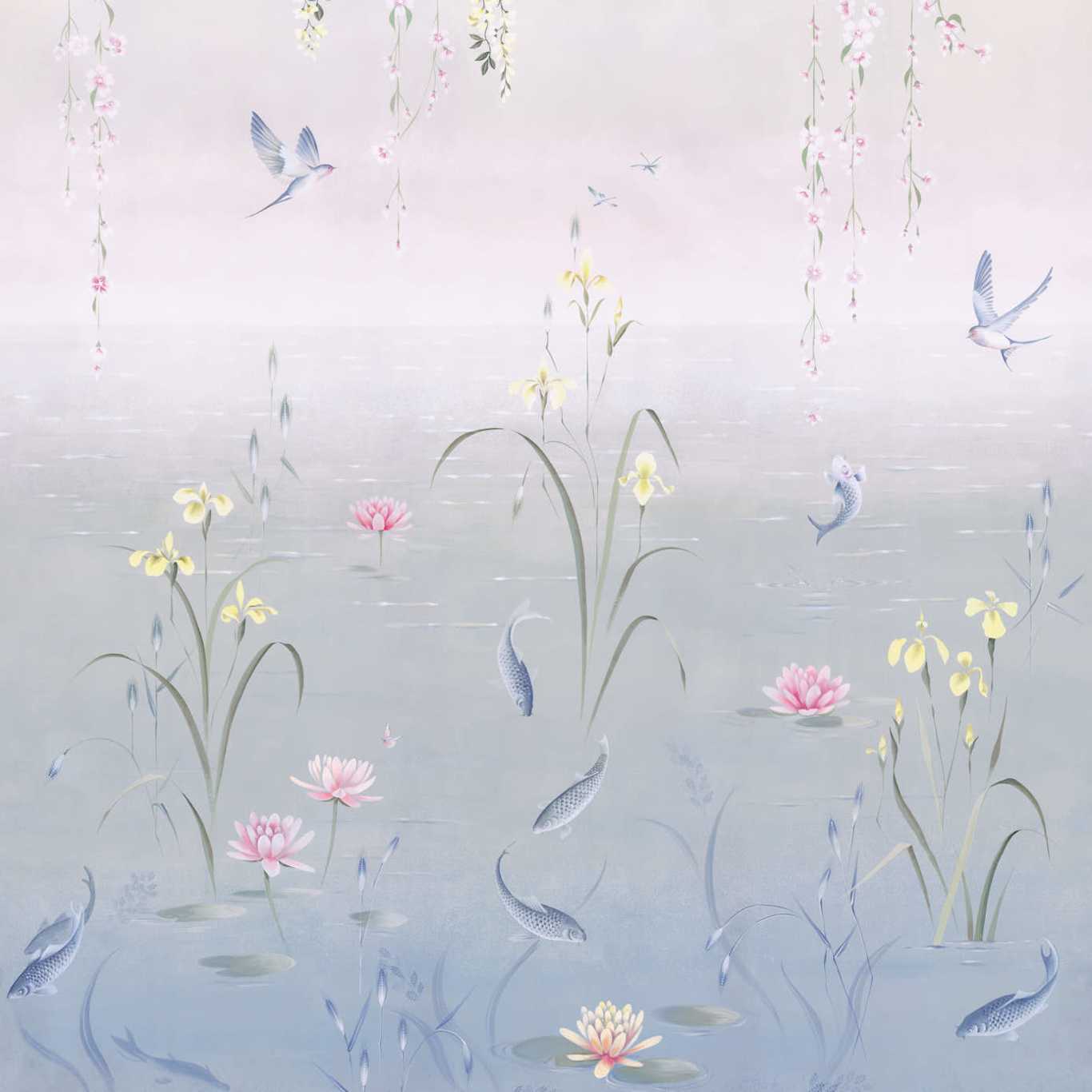 Water Garden - Soft Jade / Pink Blossom