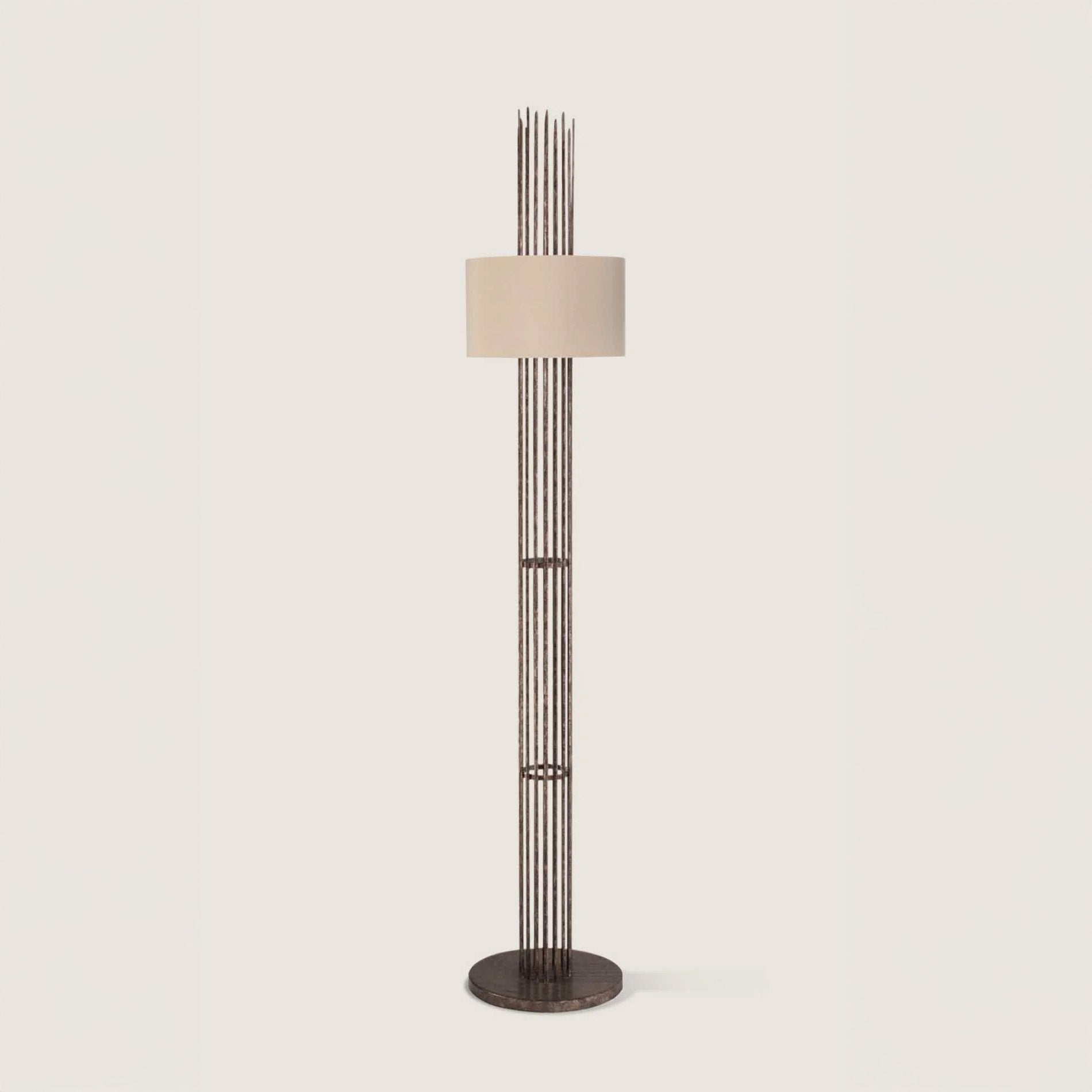 Flynn Caged Floor Lamp - Burnt Silver