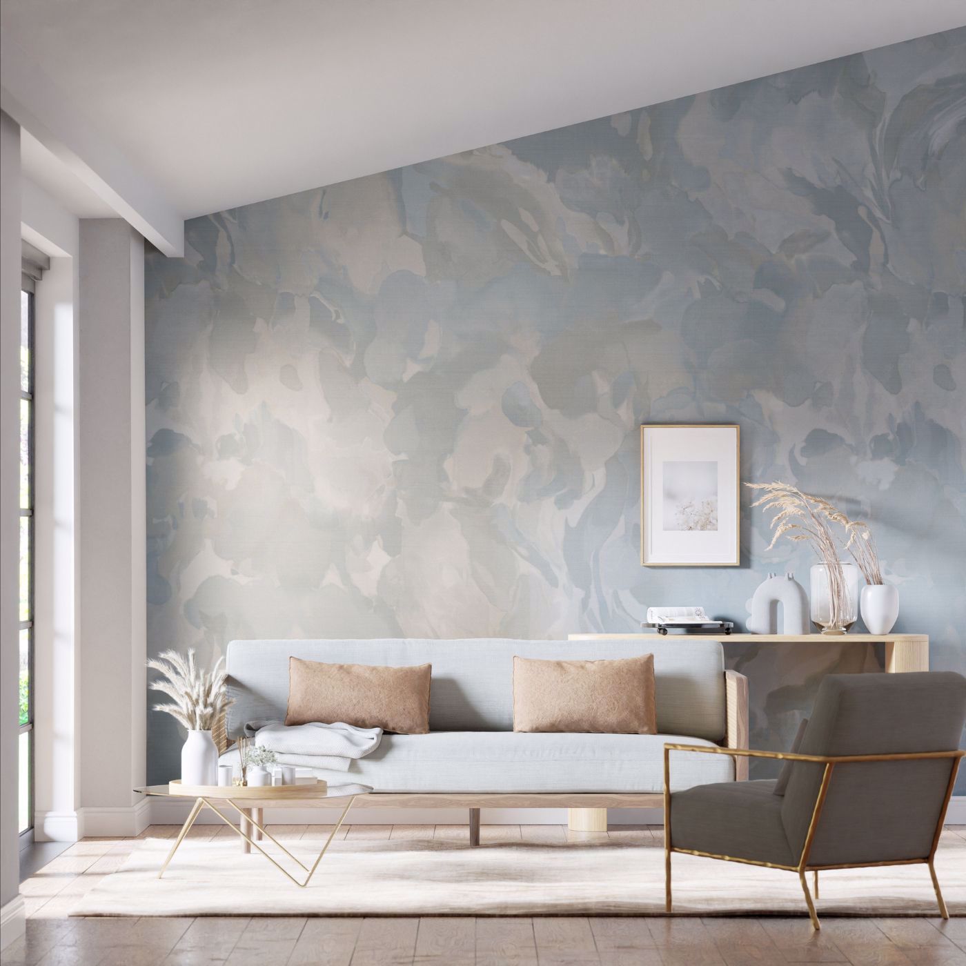 Foresta Wallcovering - Baked Terracotta / Cerulean