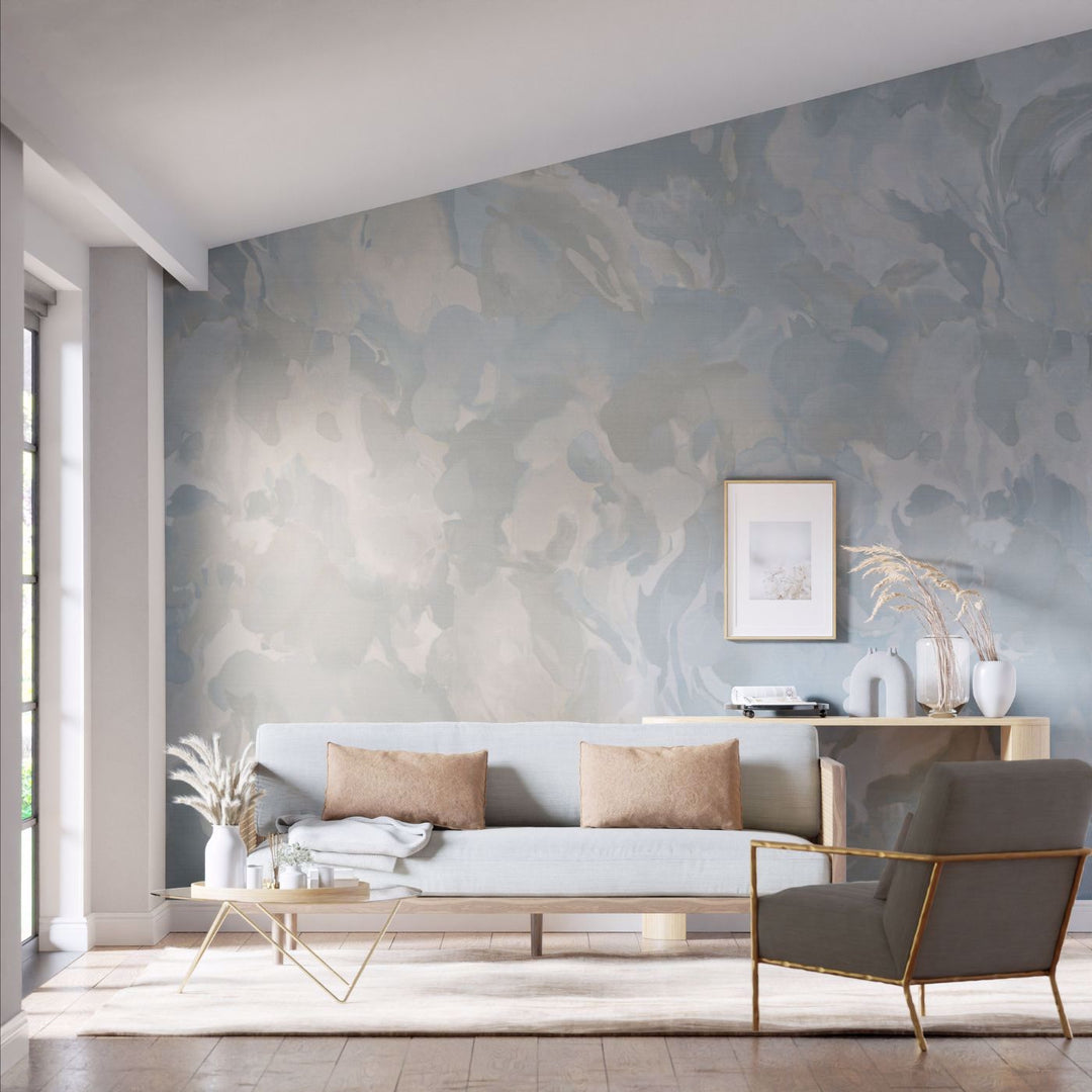 Foresta Wallcovering - Baked Terracotta / Cerulean
