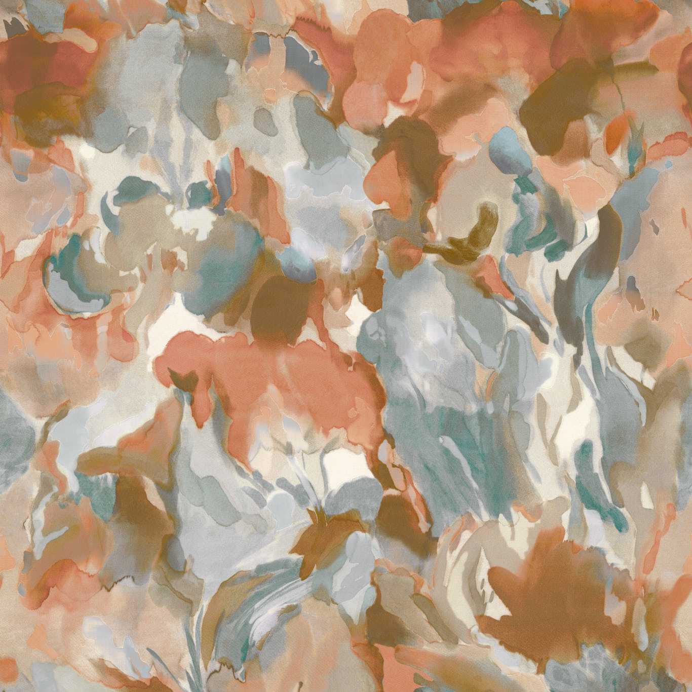 Foresta Wallcovering - Baked Terracotta / Cerulean