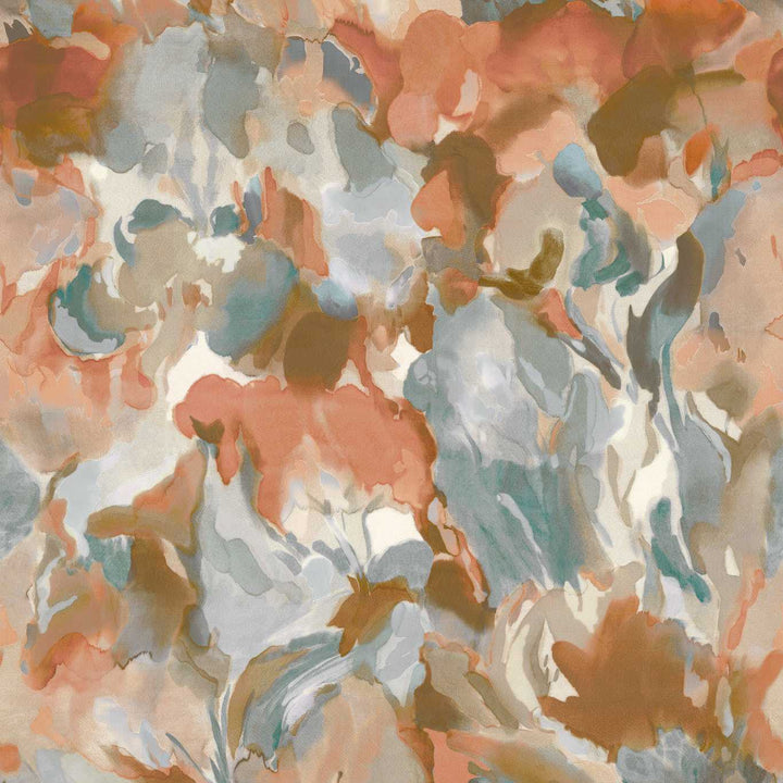 Foresta Wallcovering - Baked Terracotta / Cerulean