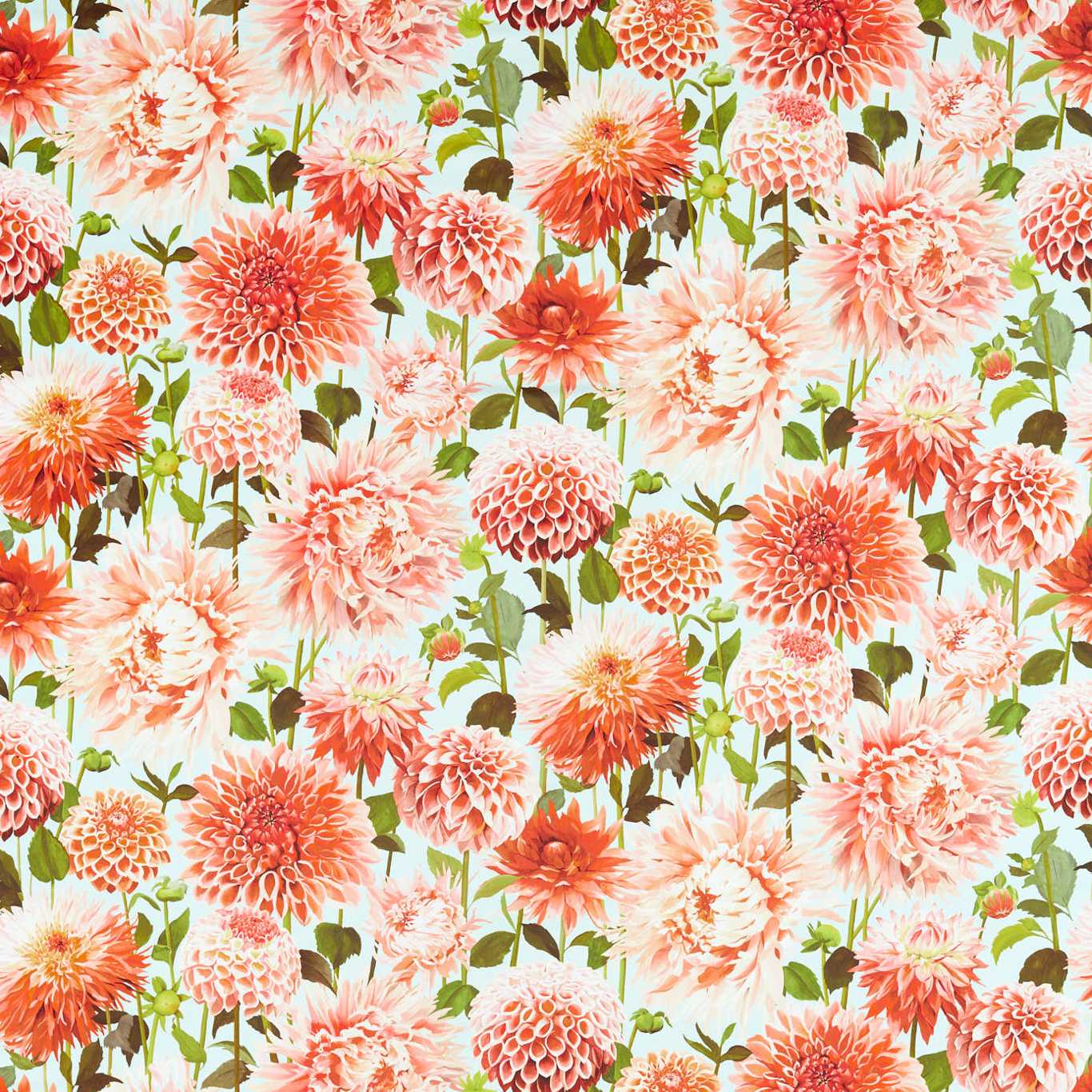 Dahlia - Coral / Fig Leaf / Sky