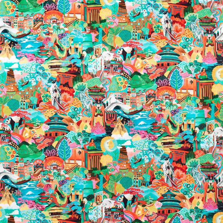 Journey of Discovery Fabric - Velvet Ionian / Harissa / Emerald