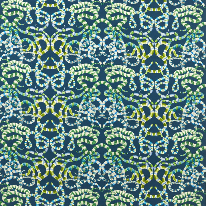 Serpenti Velvet Fabric - Onsen / Emerald / Azul