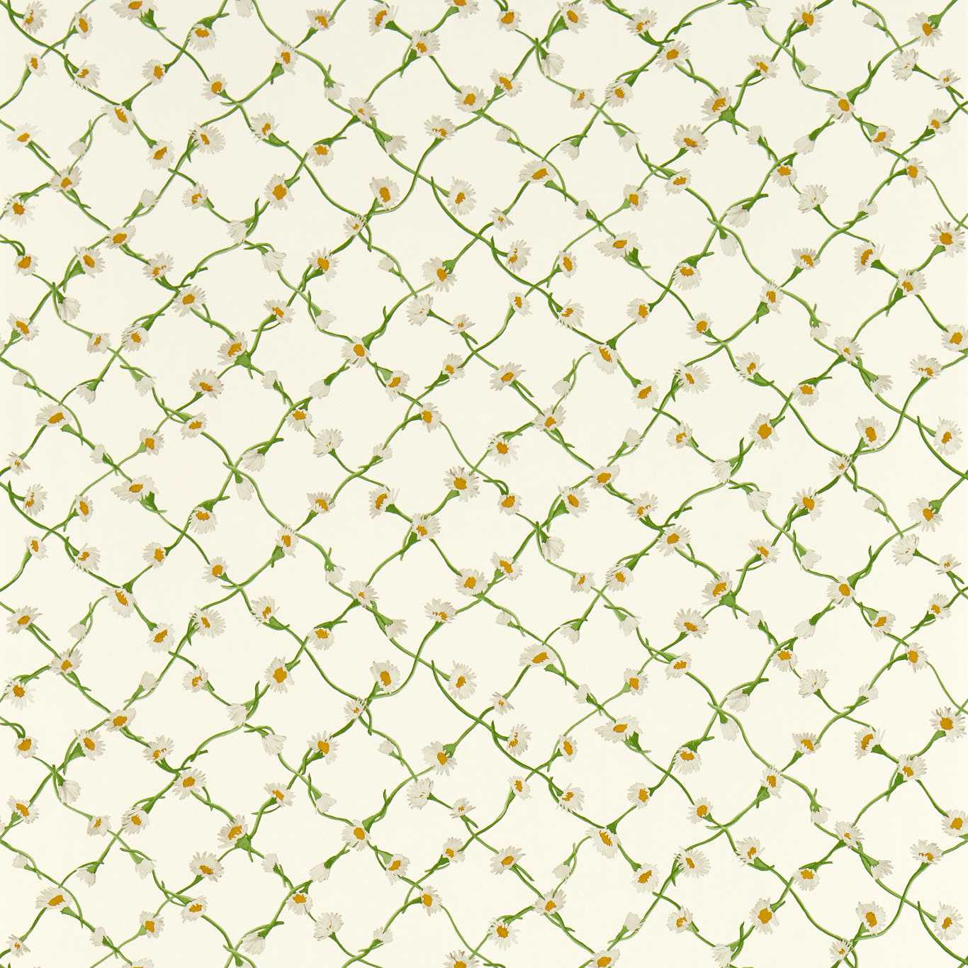 Daisy Trellis Wallcovering - Emerald / Pearl