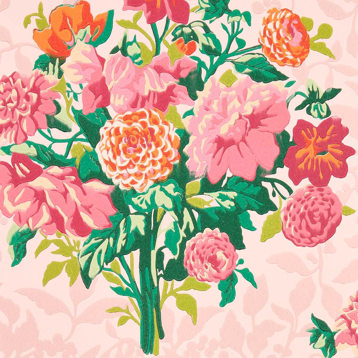 Dahlia Bunch Wallcovering - Rose Quartz / Spinel