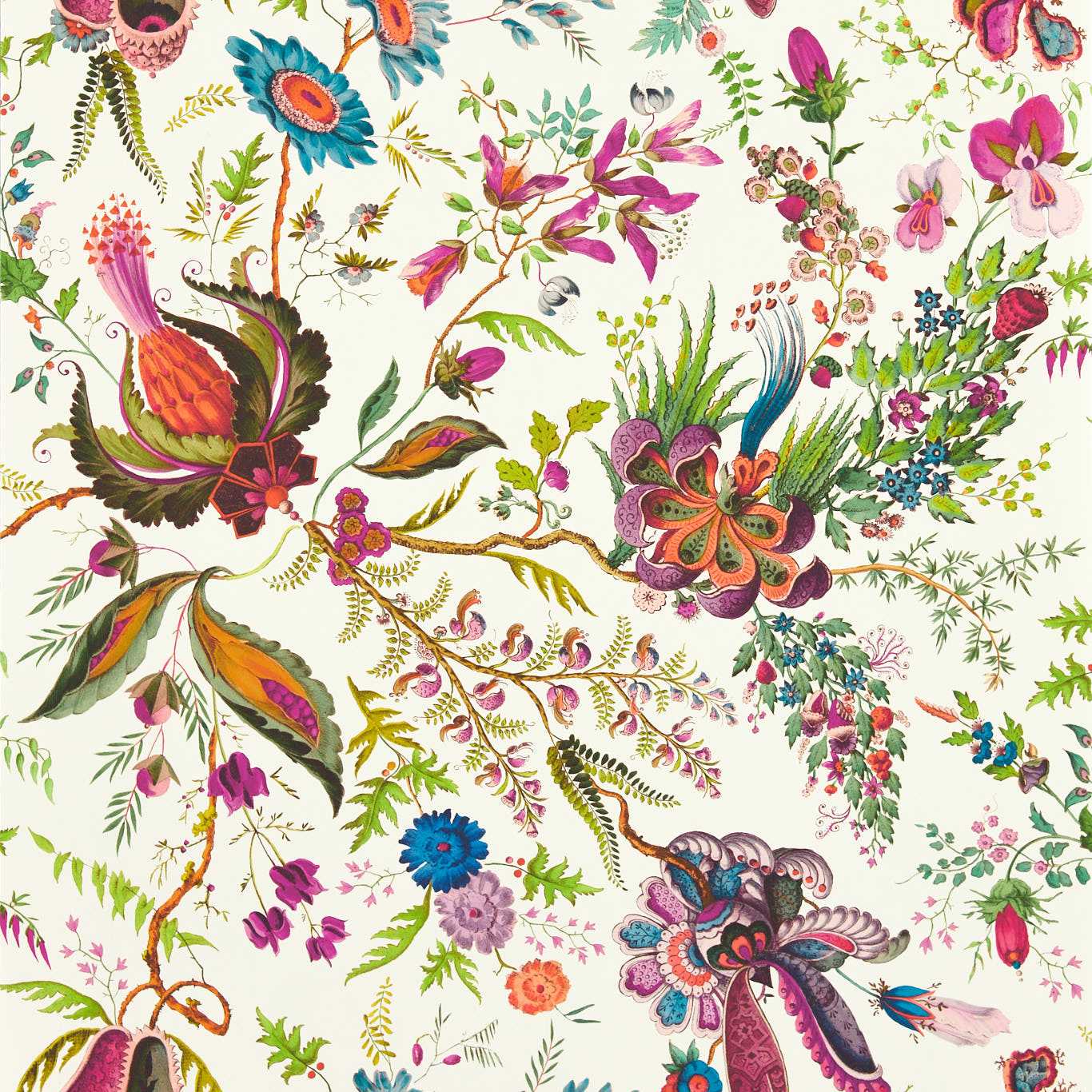 Wonderland Floral Wallcovering - Spinel / Peridot / Pearl