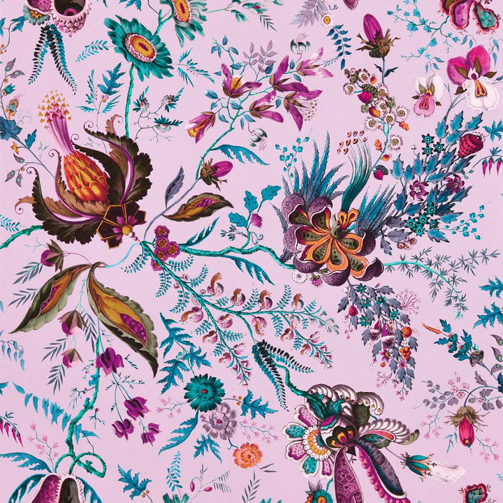 Wonderland Floral Wallcovering - Amethyst / Lapis / Ruby