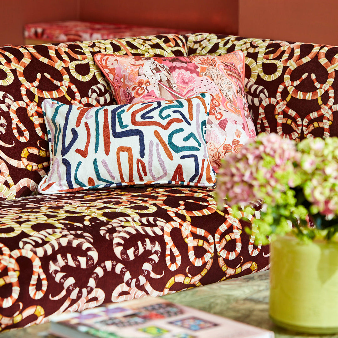 Serpenti Velvet Fabric - Brazilian Rosewood / Grounded / Amber Light