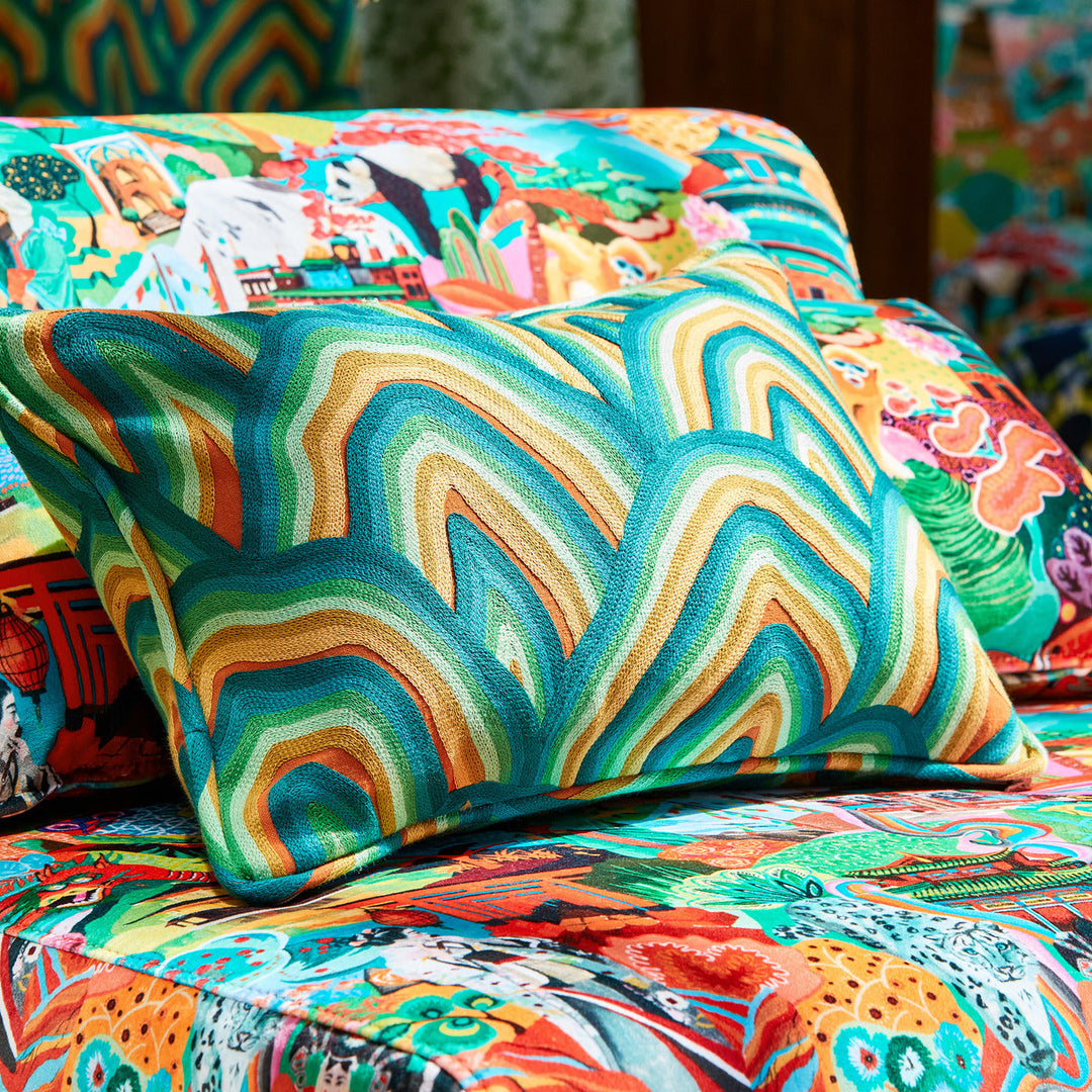 Kumo Fabric - Wilderness / Amber Light / Paprika