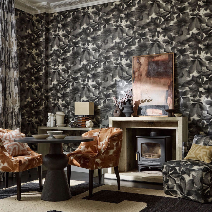 Grounded Wallcovering - Black Earth / Parchment