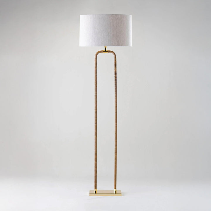 Holden Arched Floor Lamp - Dark Cane with Brass