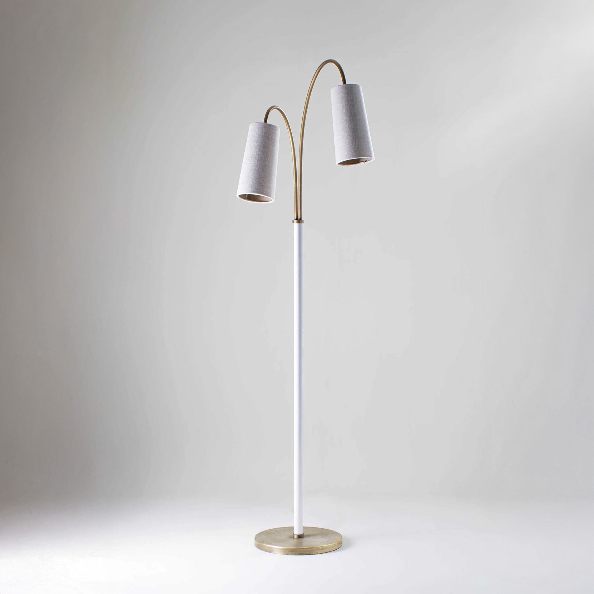 Kelly Floor Lamp - Antiqued Brass with Cotton