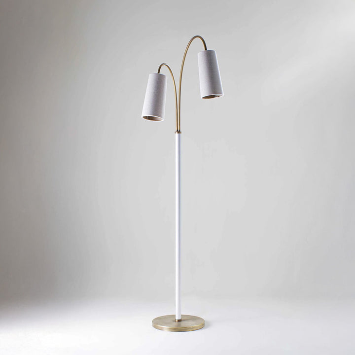 Kelly Floor Lamp - Antiqued Brass with Cotton