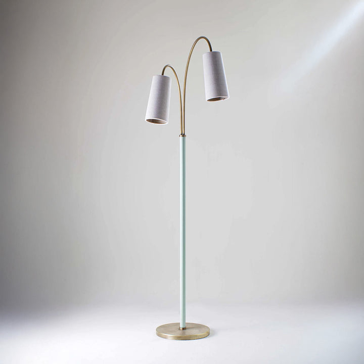 Kelly Floor Lamp - Antiqued Brass with Laurel