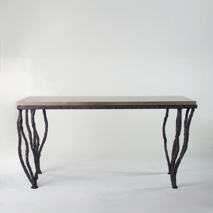 Kitty Console Table - Burnt Copper with Smoky Oak