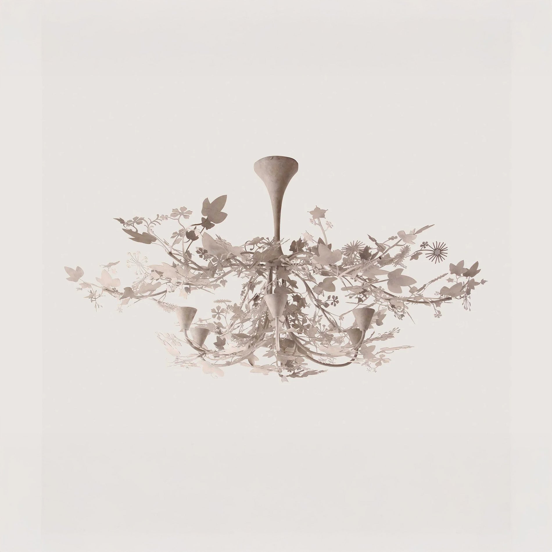 Large Ivy Shadow Chandelier - With Flute -  Forest White