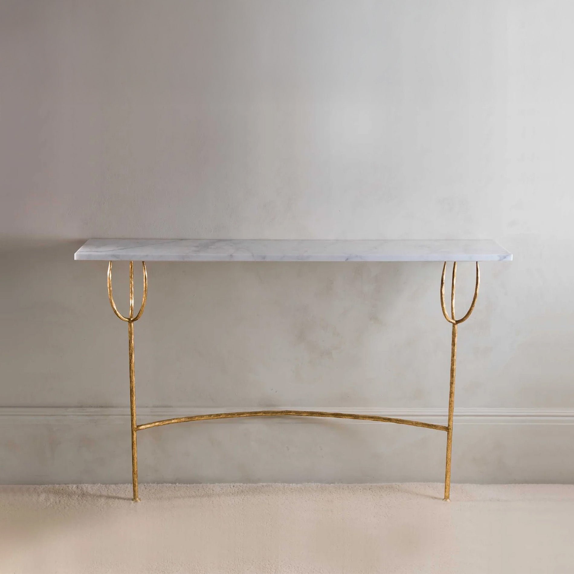 Logan Hall Table - Gold with Calacatta Primavera
