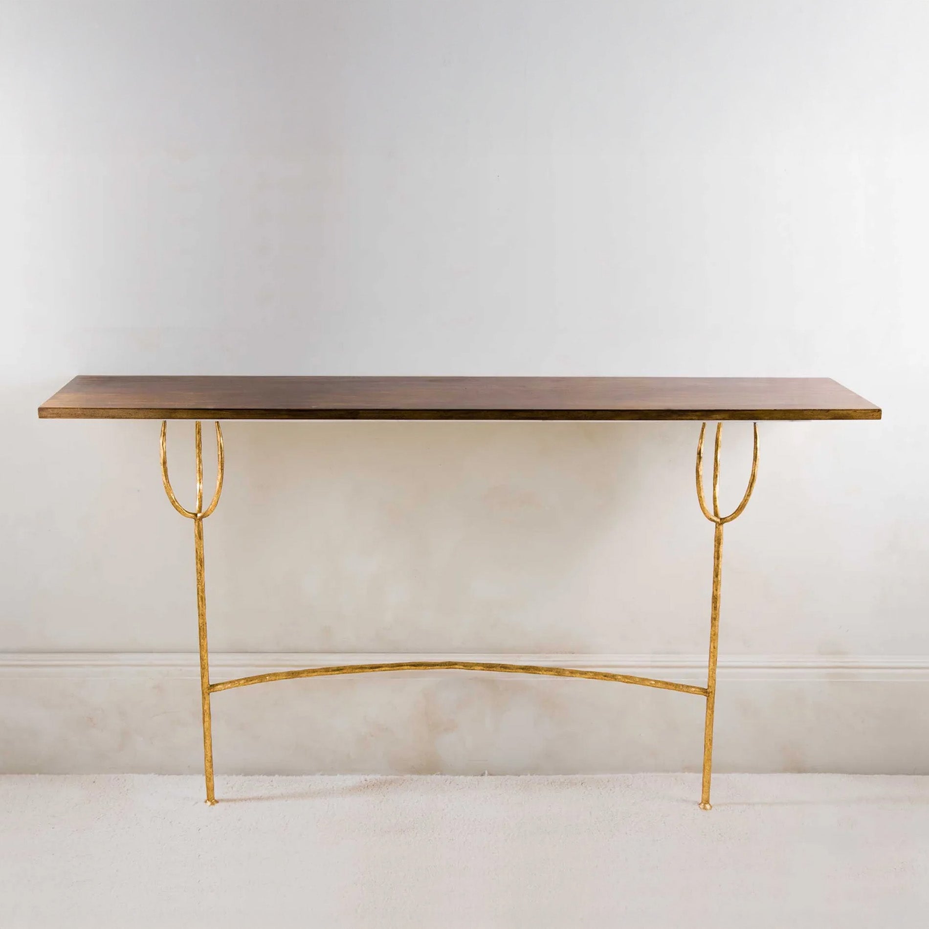 Logan Hall Table - Gold with French Polished Wood