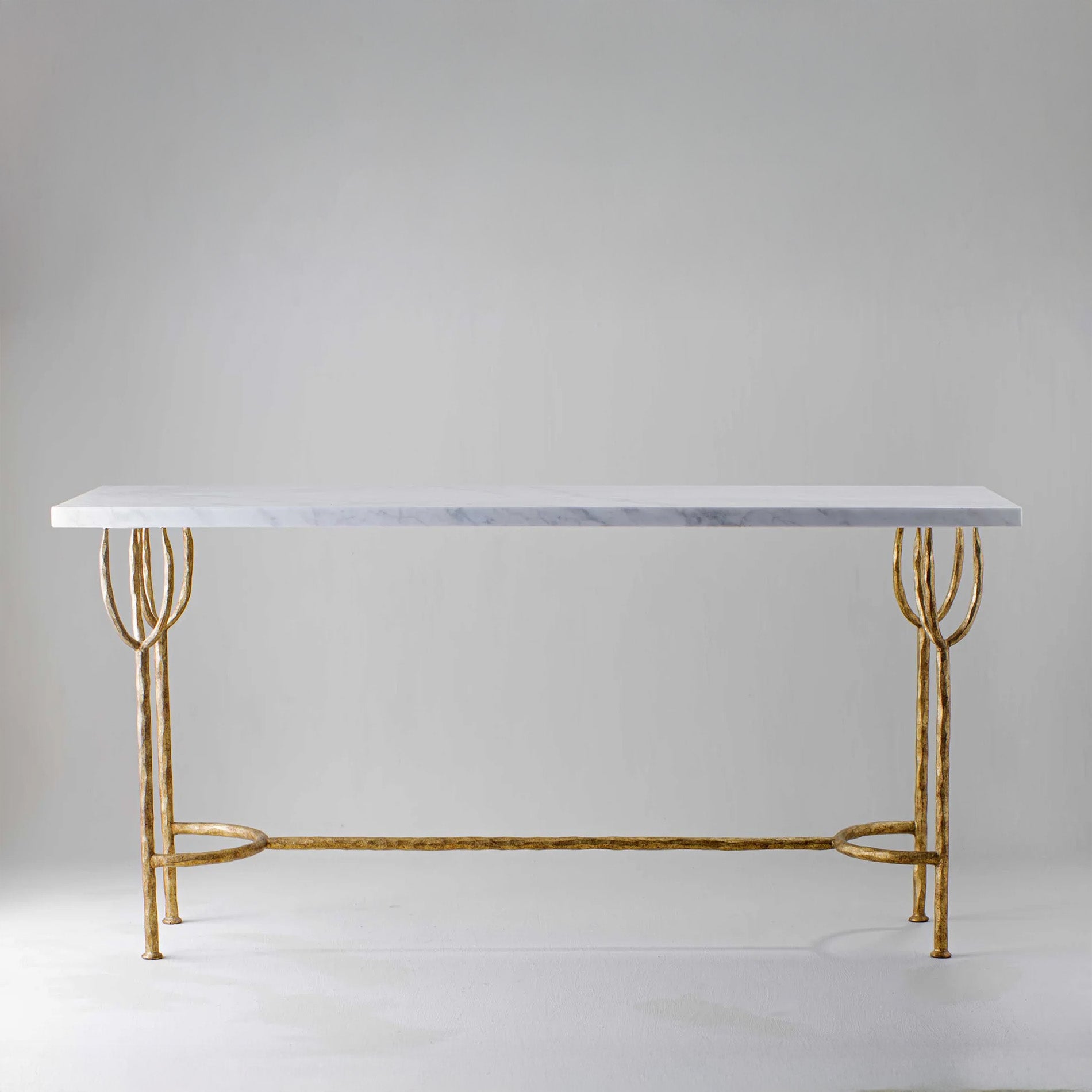 Logan Large Console Table - Gold with Calacatta Primavera