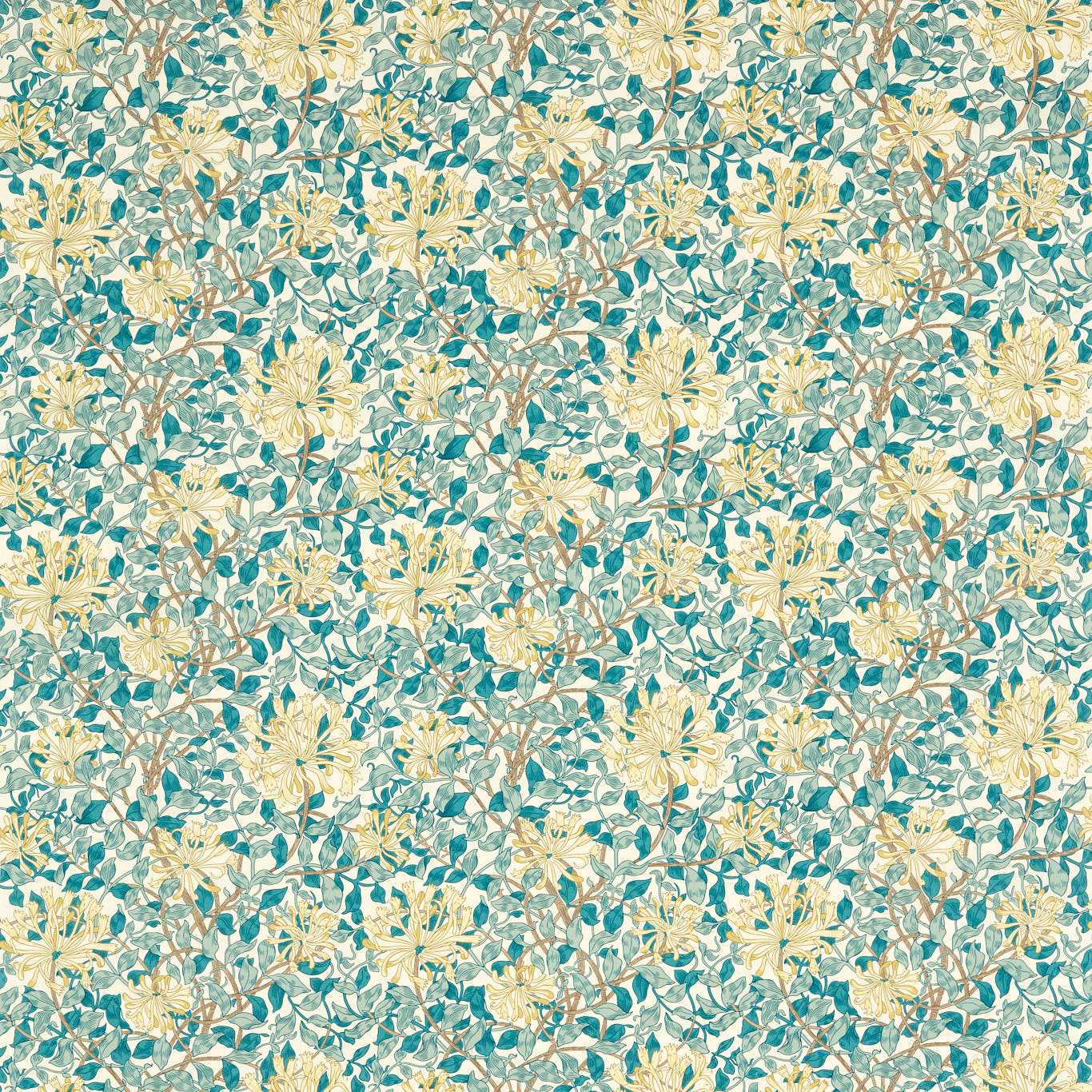 Honeysuckle - Teal/Soft Lemon