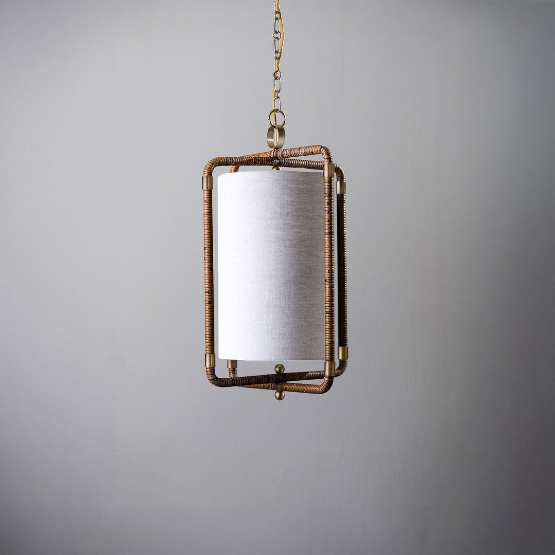 Holden Lantern Ceiling Light - Dark Cane and Antique Brass