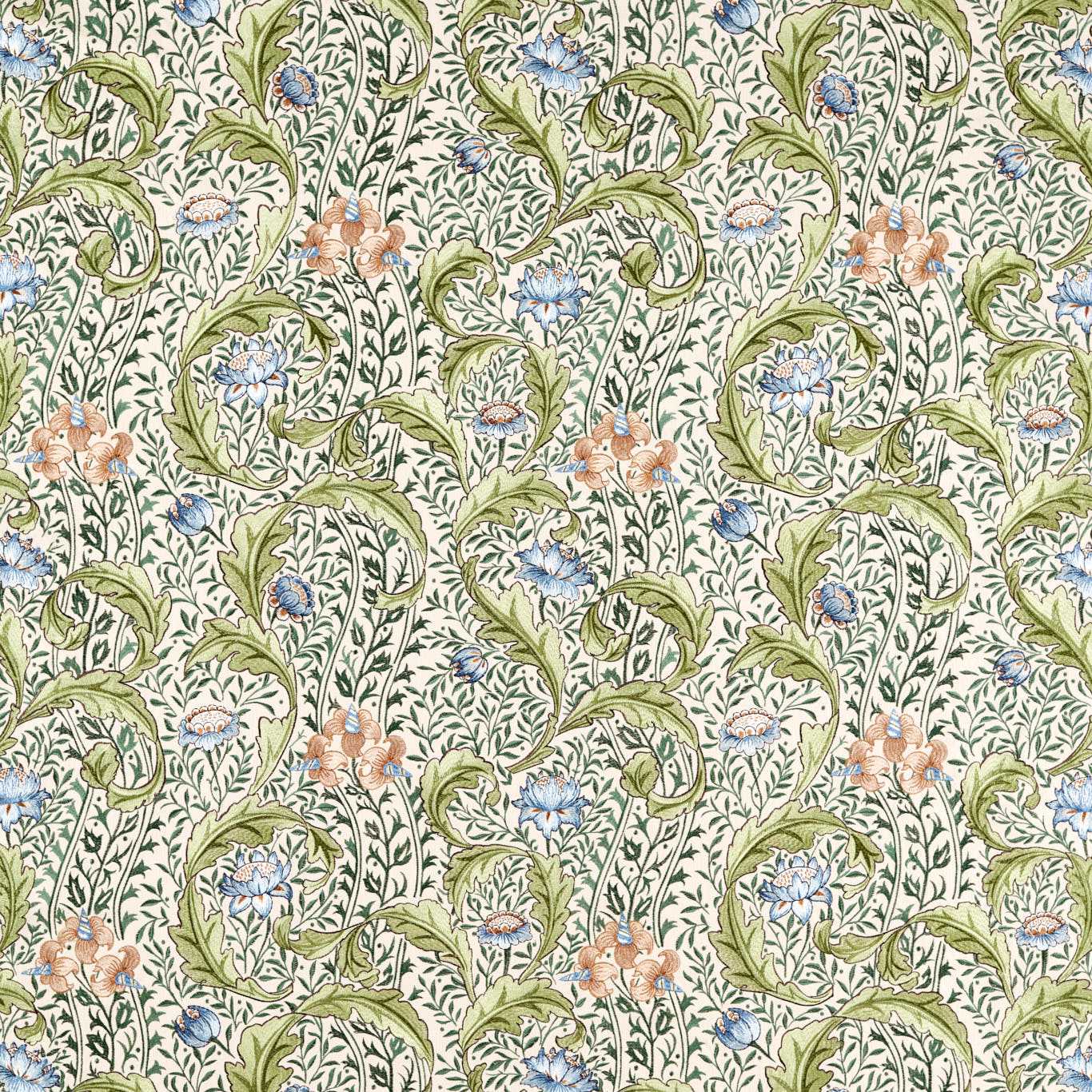 Wild Tulip & Vine Embroidery - Nettle  /  Woad