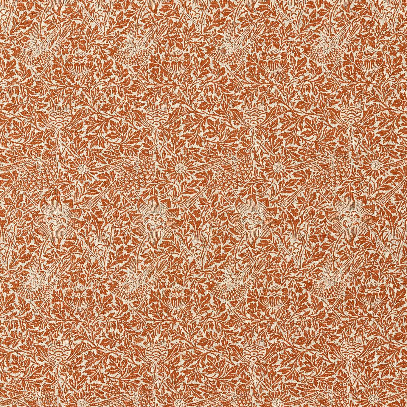 Bird & Anemone Weave - Apricot / Linen