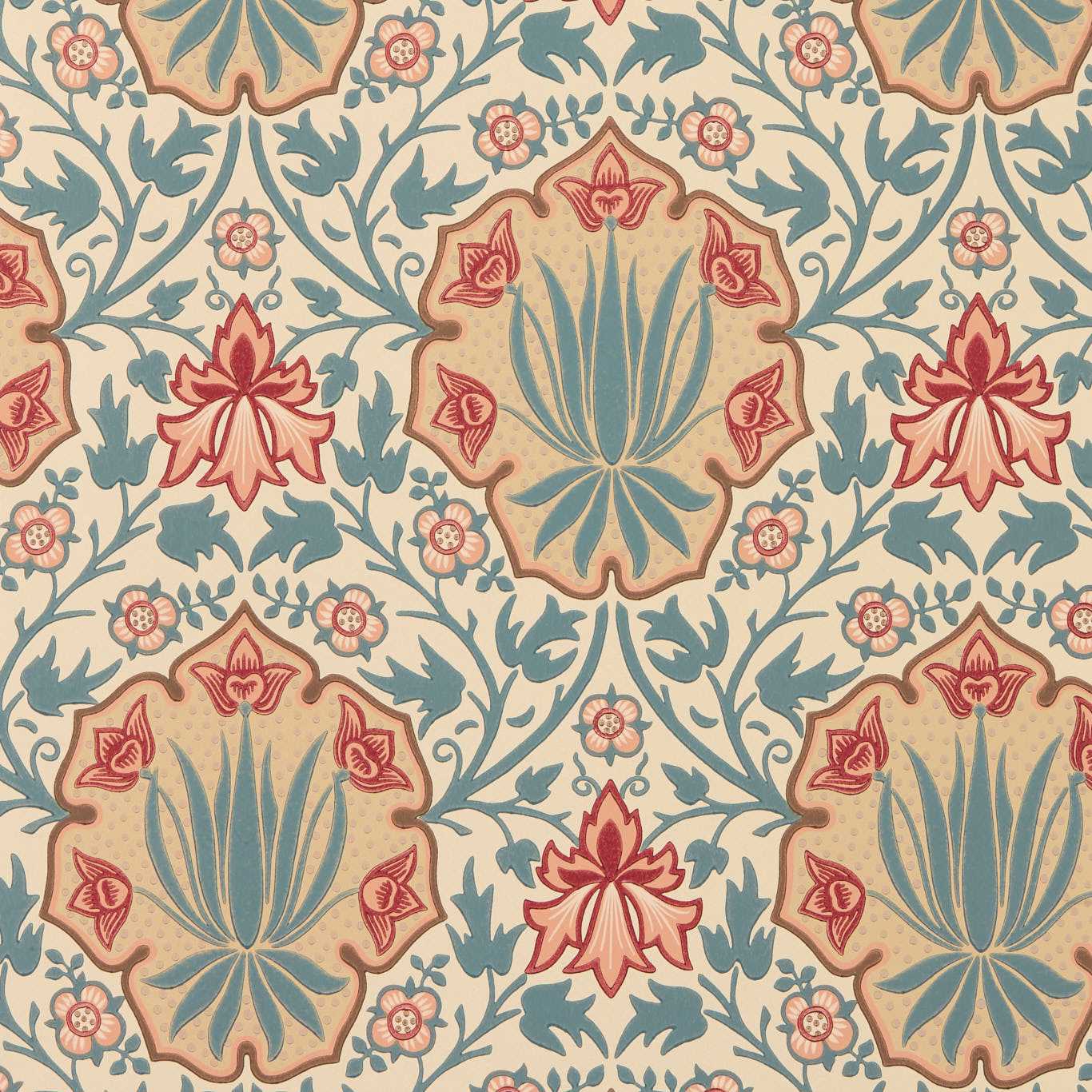 Iris & Rose - Indigo / Crimson Wallpaper