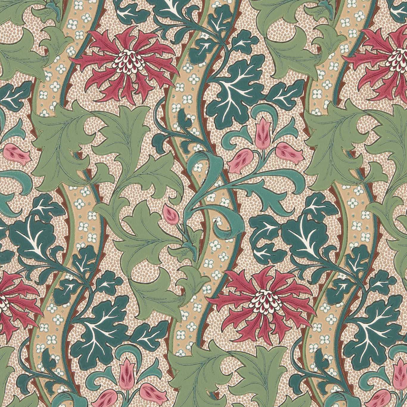 Cornflower - Madder / Forest Wallpaper