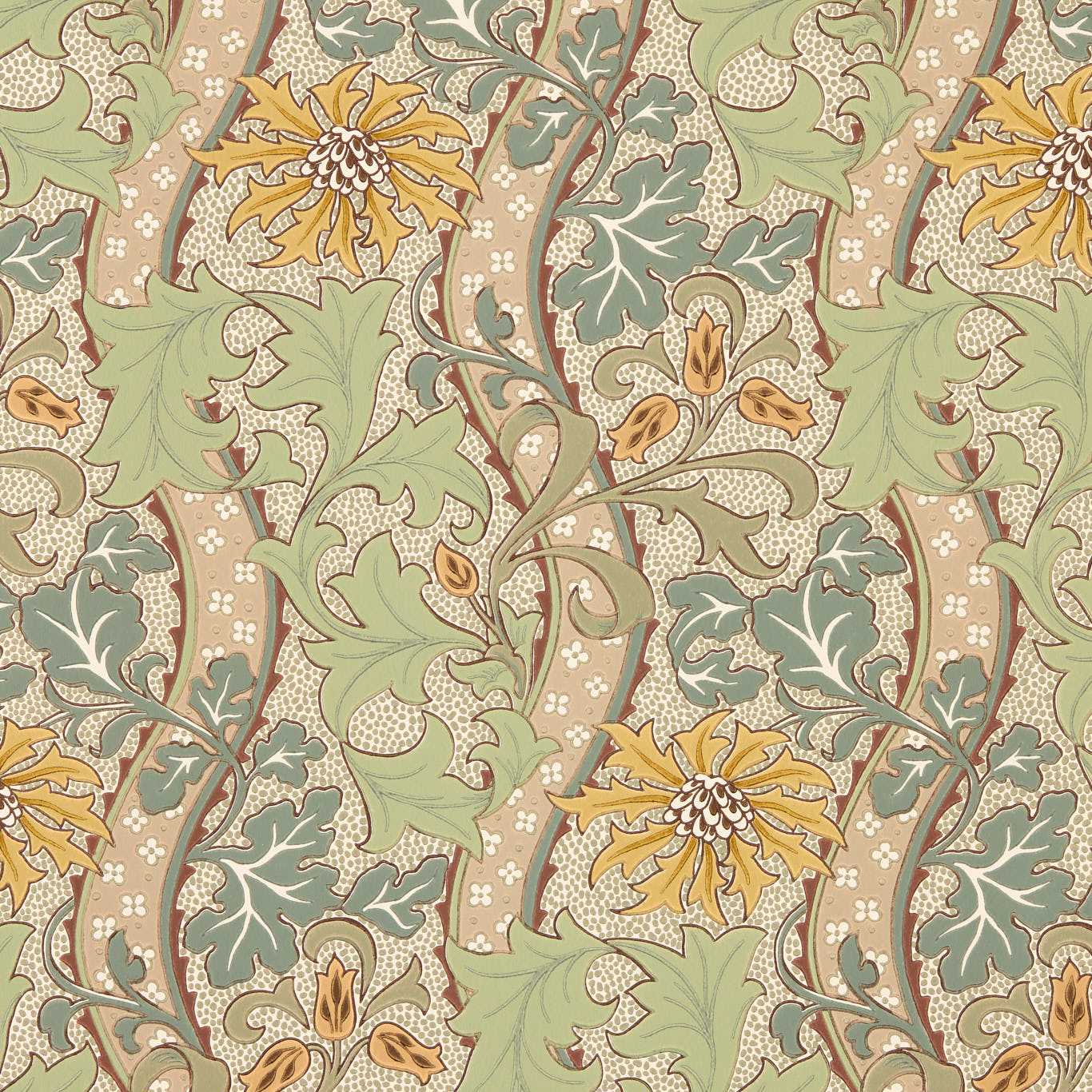Cornflower - Lemon / Sage Wallpaper